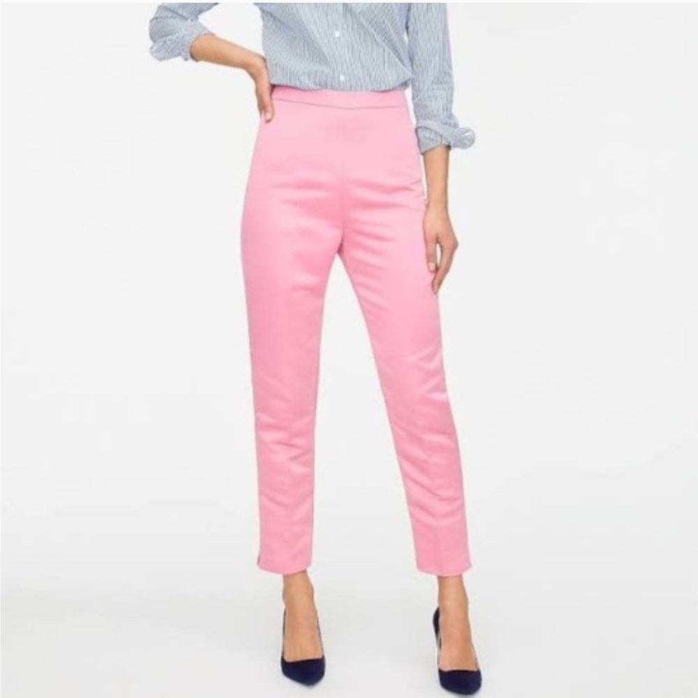 J Crew satin pink High rise cigarette pant 6